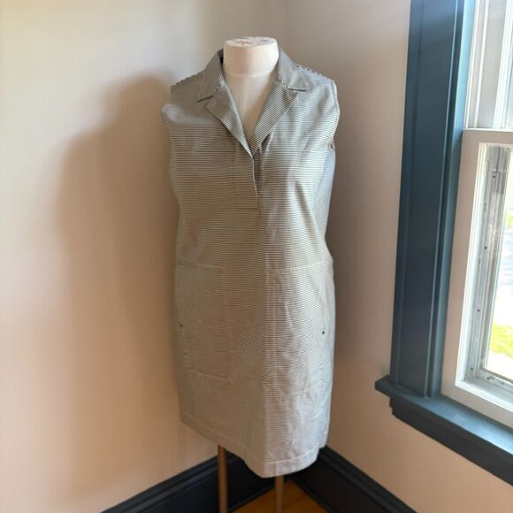 Layfayette 148 Cotton Striped Shift Dress Women's Size 16 Nautical Cotton Canvas - Picture 1 of 11